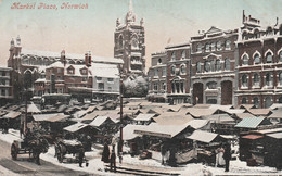 NORWICH MARKET PLACE - SNOW SCENE - Norwich