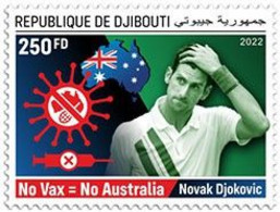 DJIBOUTI 2022 - N. Djokovic, COVID-19, 1v. Official Issue [DJB220125a] - Tennis
