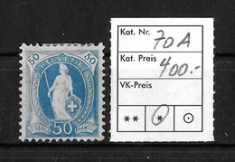1882 - 1904 STEHENDE HELVETIA → Weisses Papier Kontrollzeichen Form A    ►SBK-70A*◄ - Neufs