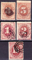 USA 1879-1889 Lot Of Postage Due Stamps Mi 3c, 4a, 1b, 2b, 5b Used O - Segnatasse