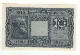 ITALY  10 Lire   P32c   "Jupiter At Front + Allegorical Figures At Back"   (Biglietto Di Stato 1935-44  ) - Italia – 10 Lire