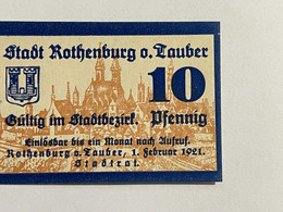 Allemagne Notgeld Rothenburg 10 Pfennig - Sammlungen