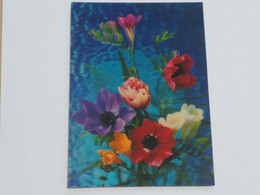 3d 3 D Lenticular Stereo Postcard Flowers 1979  A 215 - Cartes Stéréoscopiques
