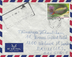 Zaire Congo 1981 Kinshasa Harlequin Filefish Oxymonacanthus Longirostris Handstamp Cover - Gebraucht