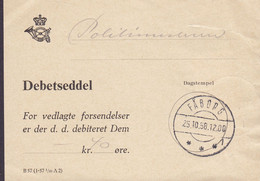 Denmark FÅBORG 25.10.1958 Debetseddel Franked W. Postage Due Stamps Portomarken (2 Scans) - Segnatasse