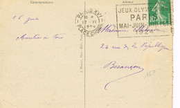 MARQUE POSTALE -  JEUX OLYMPIQUES 1924 - PLACE CHOPIN - 17-06-1924 - - Estate 1924: Paris