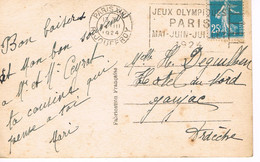 MARQUE POSTALE -  JEUX OLYMPIQUES 1924 - RUE JOUFFROY- 24-03-1924 - - Summer 1924: Paris