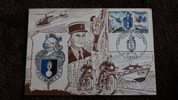 CPSM CARTE PHILATELIQUE GENDARMERIE METIER HELICOPTERE BLASON MOTO MOTARD VEDETTE 1 ER JOUR TIMBRE 1970 - Police - Gendarmerie