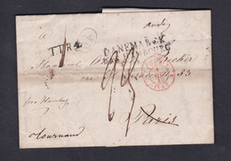 Marques Postales T.T.R.4 Danemark Par Hambourg Givet ... Pli Correspondance écrite De Horsens En 1840 Env. 216 - ...-1851 Préphilatélie