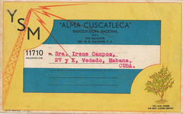 QSL Card Alma Cuscatleca Advert For Coffee . Coffee Tree . Used To Vedado Cuba 1938 - El Salvador
