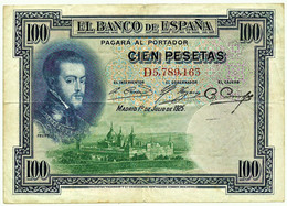 ESPAÑA - 100 Pesetas - ND 1936 ( Old Date - 01.07.1925 ) - Pick 69.c - Serie D - Filipe II - II Republica - 100 Pesetas