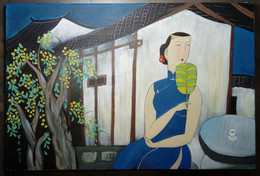 Jeune Femme Chinoise, Peinture Chinoise/ Chinese Young Lady, Chinese Painting - Olii