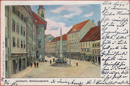 Ljubljana (Laibach) * Rathaus, Platz, Geschäfte, Denkmal * Slowenien * AK2067 - Slovenië
