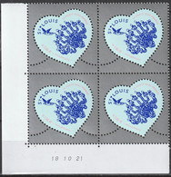 2022 - Y/T 555x ? - "COEUR SAINT LOUIS" - COIN DATE BLOC 4 T ISSU FEUILLET 1,16 € BLEU- NEUF ** - Neufs