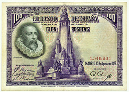 ESPAÑA - 100 Pesetas - 15.08.1928 - Pick 76.b - WITHOUT Serie - Cervantes - Kingdom - 100 Pesetas