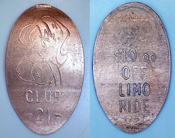 02857 GETTONE TOKEN JETON FICHA ELONGATED PENNNY EROTIC CLUB 21 LIMO RIDE LIMUSINE - Pièces écrasées (Elongated Coins)