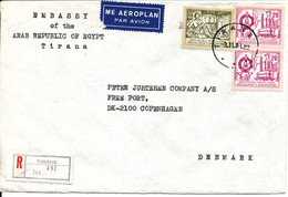 Albania Registered Cover Sent Air Mail To Denmark 3-11-1981 Topic Stamps Sent From The Embassy Of Egypt Tirana - Albania
