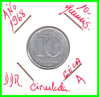 ( GERMANY ) AÑO 1968 REPUBLICA DEMOCRATICA DE ALEMANIA ( DDR ) MONEDAS DE 10 PFENNING  CECA-A - 10 Pfennig