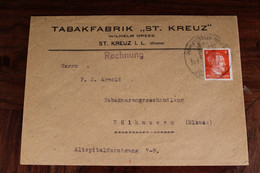 1943 Elsass WK Allemagne Germany Dt Reich Alsace WK2 Cover St Kreuz Ste Croix Tabakfabrik - WW II