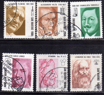 REPUBBLICA DI SAN MARINO 1983 PIONIERI DELLA SCIENZA SCIENCE PIONEERS SERIE COMPLETA COMPLETE SET USATA USED OBLITERE' - Usados