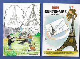 Salon Multi Collection De Levallois Perret - 1989 Centenaire De La Tour Eiffel Lot De 2 Cartes - Beursen Voor Verzamellars