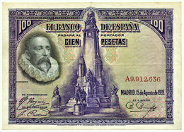 ESPAÑA - 100 Pesetas - 15.08.1928 - Pick 76.a - Serie A - Cervantes - Kingdom - 100 Peseten