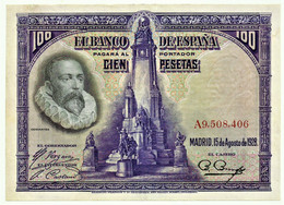 ESPAÑA - 100 Pesetas - 15.08.1928 - Pick 76.a - Serie A - Cervantes - Kingdom - 100 Pesetas