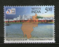 India 2022 NEW *** 50 Years Of Full Statehood Tripura Map 1 Stamp Mint MNH (**) Inde Indien - Neufs