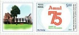 India 2021 NEW *** Amul 75 Years Milk Food Gastronomy 1v Stamp Mint MNH (**) Inde Indien - Nuovi