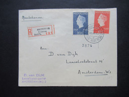 Niederlande 1948 Königin Wilhelmina Nr.507 / 508 Einschreiben Amsterdam Postjesweg Asd. Po. 131 FDC / Ersttagsbrief - Briefe U. Dokumente