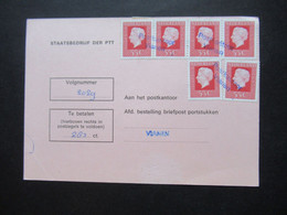 Niederlande 1970er Jahre Staatsbedrijf Der PTT Nachnahme PK Mit 6 Marken Und Stempel L2 Postkantoor Vianen - Storia Postale