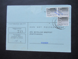 Niederlande 1976 Staatsbedrijf Der PTT Nachnahme PK Mit 3 Marken Und Stempel L2 Postkantoor Vianen - Storia Postale