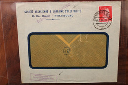 1944 Elsass Allemagne Germany Dt Reich Alsace Cover Besetzung Occupation Sparfamfeitsgrunden Noch Verwenbet Réutilisé - Guerra Del 1939-45