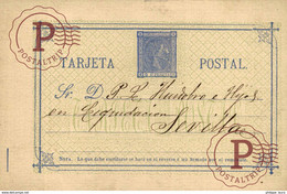 TARJETA POSTAL GUAREÑA 1876 ESCRITA A SEVILLA - Badajoz