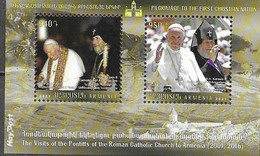 ARMENIA, 2021, MNH, VISIT OF POPE FRANCIS TO ARMENIA, MOUNTAINS, S/SHEET - Papes