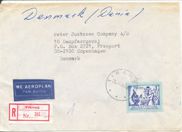 Albania Registered Cover Sent Air Mail To Denmark 25-11-1990 Single Franked Sent From The Embassy Of Poland Tirana - Albania