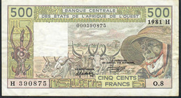 W.A.S.  NIGER  RARE ERROR NOTE P606Hb2 500 FRANCS 1981  Signature 15 VF    NO P.h. - West African States