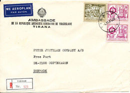 Albania Registered Cover Sent Air Mail To Denmark 4-11-1981 Topic Stamps Sent From The Embassy Of Yugoslavia Tirana - Albania