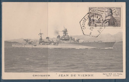 CARTE MAXIMUM N° 542 JEAN DE VIENNE OBLITERE CROISEUR JEAN DE VIENNE 16/06/42 - 1940-1949