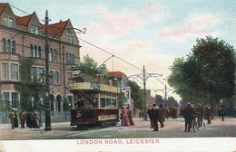 Leicester London Road Close Up Tram Tramway Hand Colored - Leicester