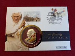 Cook Islands - 5 Dollars Silbermünze Mit Swarovski Kristallen + Gold Applikation / 80. Geb. Papst Benedikt / Numisbrief - Autres – Océanie