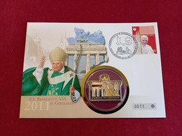 Cook Islands - 5 Dollars Silbermünze M. Swarovski Kristallen + Gold Applikation / Deutschlandreise Benedikt / Numisbrief - Altri – Oceania