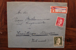 1944 Kneuttingen Knutange Löthringen Allemagne Germany Dt Reich Lorraine WK Cover Occupation Besetzung Einschreiben Reco - Guerre De 1939-45