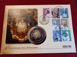 Cook Islands - 5 Dollars Silbermünze Mit Swarovski Kristallen + Gold Applikation / 80 Jahre Vatikan / Numisbrief - Andere - Oceanië