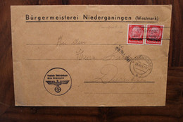 1944 Niederganingen Hagendingen Guénange Löthringen Allemagne Dt Reich Lorraine WK Cover Besetzung Landpost - Guerra Del 1939-45