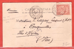 MADAGASCAR CARTE DE 1905 DE TANANARIVE POUR ILE DE PORQUEROLLES OBLITEREE A L'ARRIVEE - Brieven En Documenten