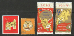 2022 NEW *** JAPAN 2021 ZODIAC LUNAR NEW YEAR OF TIGER 2022 COMP. SET OF 4 STAMPS IN MINT MNH (**) - Ongebruikt