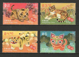 2022 NEW *** HONG KONG ZODIAC LUNAR NEW YEAR OF TIGER COMP. SET OF 4 STAMPS MINT MNH (**) - Ungebraucht