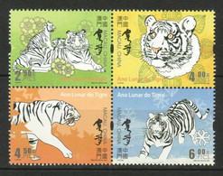 2022 NEW *** MACAU 2022 ZODIAC LUNAR NEW YEAR OF TIGER BLOCK COMP. SET OF 4 STAMPS MINT MNH (**) - Usati