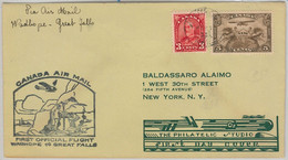 52311 - CANADA - FIRST FLIGHT COVER: WADHOPE To GREAT FALLS - Muller 236a 1933 - First Flight Covers